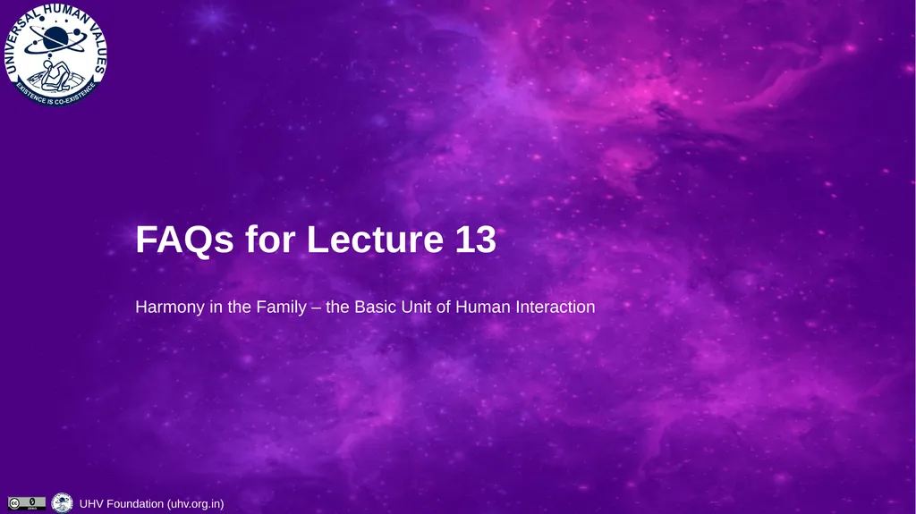 Lecture 13 Harmony in the Family – the Basic Unit - slide 21 of 33