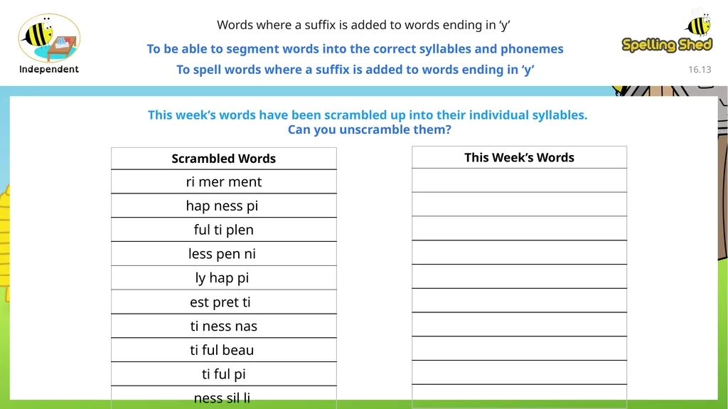 To be able to segment words into the correct - slide 14 of 19