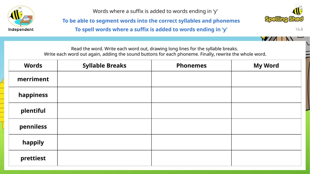 To be able to segment words into the correct - slide 8 of 19