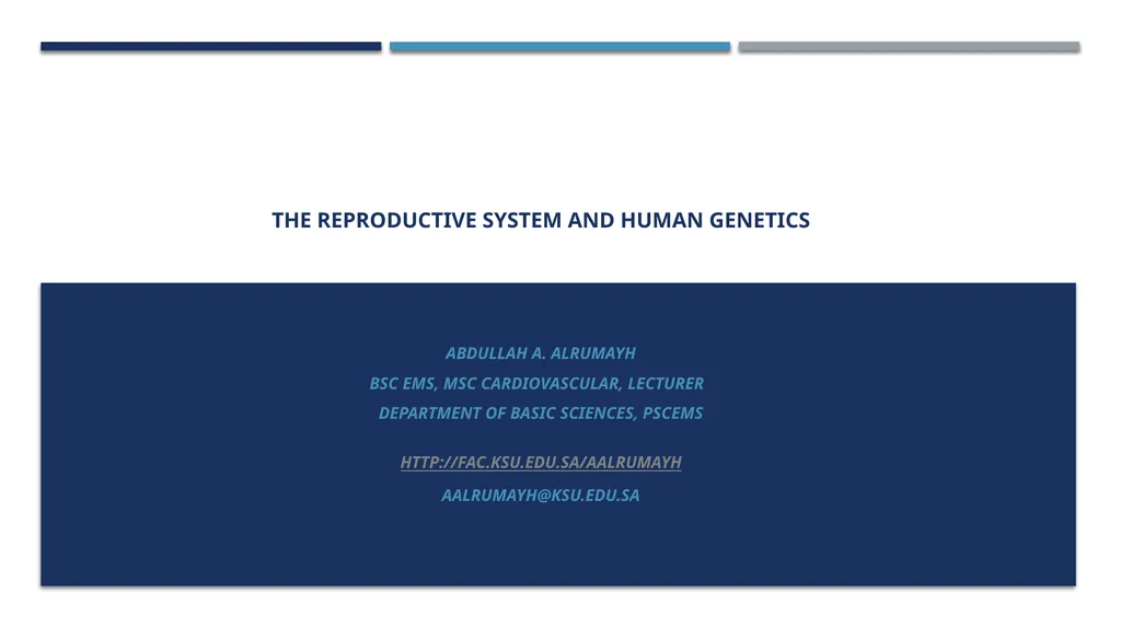 The Reproductive System and Human Genetics - slide 1 of 56