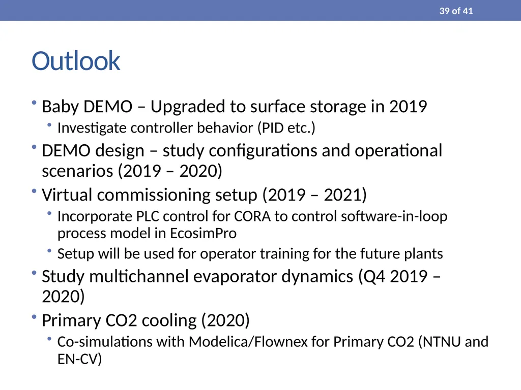 Process Modelling and Dynamic Simulation of CO₂ - slide 39 of 42