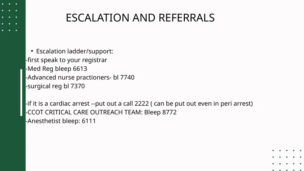 MANAGING ON CALLS, REFERRALS, ESCALATION AND - slide 14 of 28