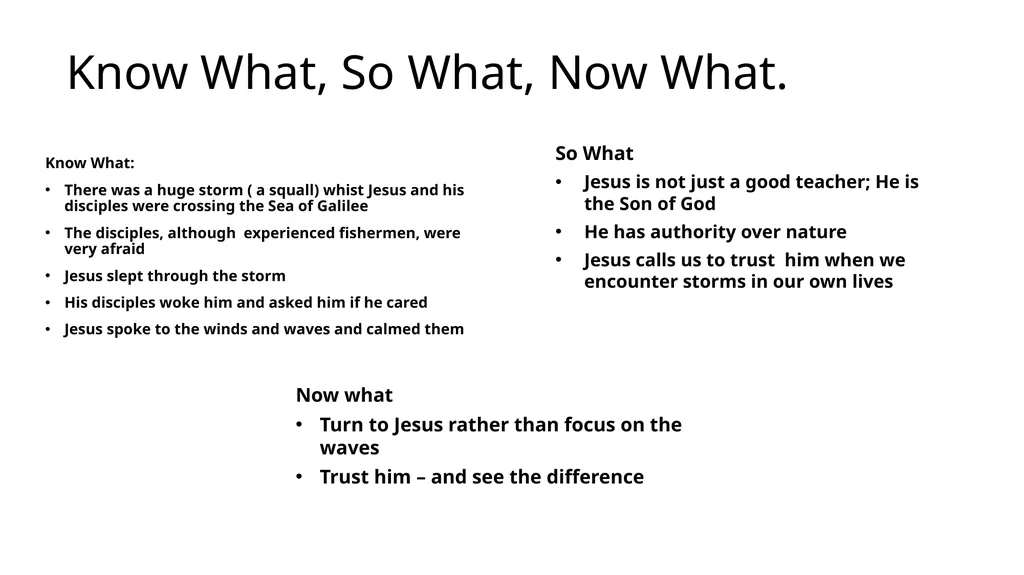 Know What, So What, Now What. Know What: There was - slide 1 of 32