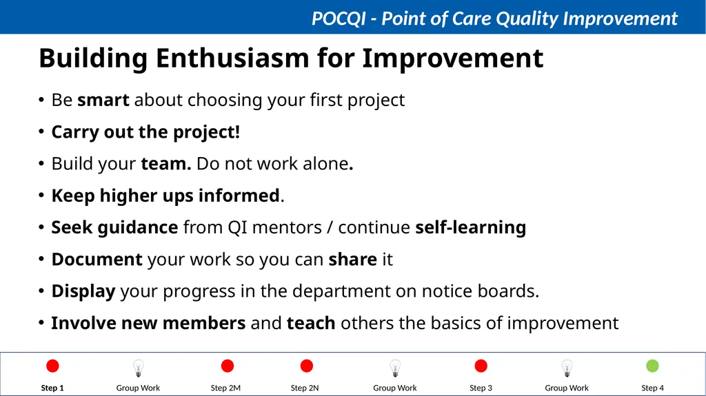 Steps in QI Step 1: Identifying a problem, forming - slide 61 of 62