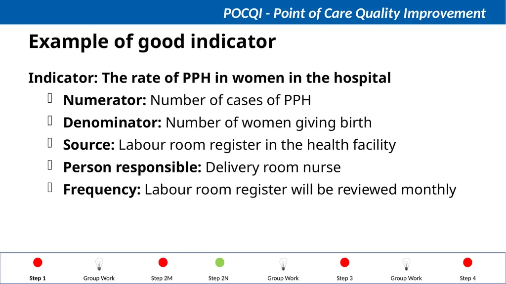 Steps in QI Step 1: Identifying a problem, forming - slide 33 of 62
