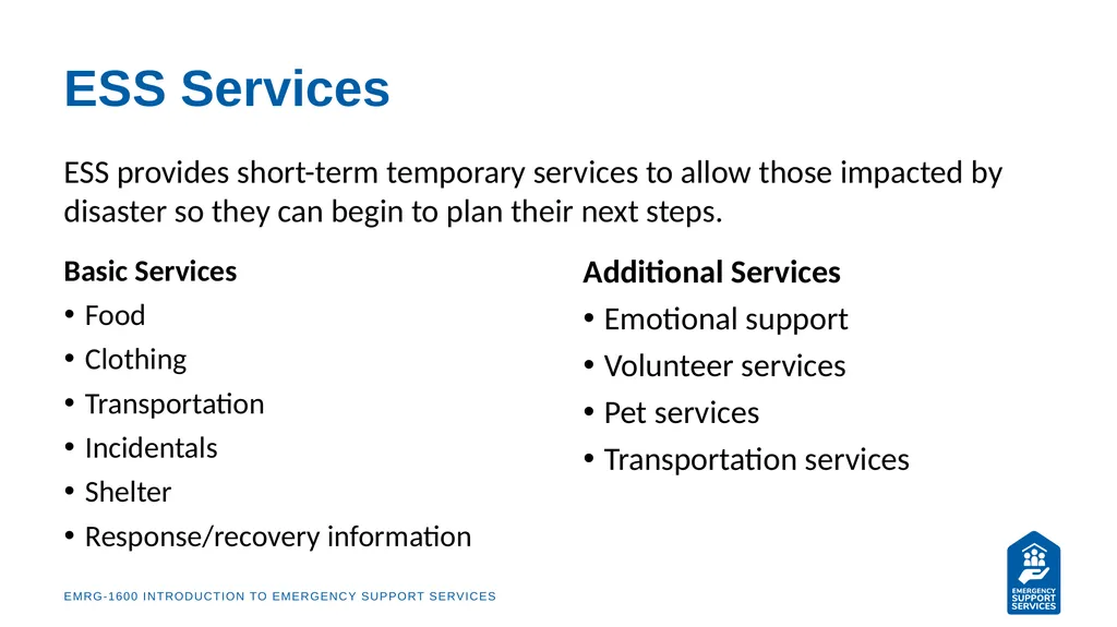 EMRG-1600 Introduction to Emergency Support - slide 35 of 53