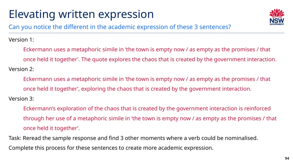 Year 12 English Standard Module A: Language, - slide 94 of 96