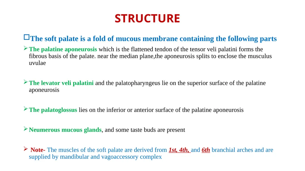 SOFT PALATE It is a movable,muscular fold - slide 3 of 15