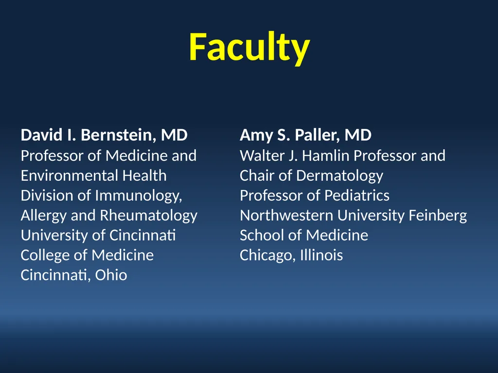 Faculty David I. Bernstein, MD Professor of - slide 2 of 76