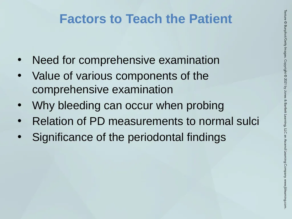 Chapter 20 Periodontal Examination Learning - slide 49 of 49