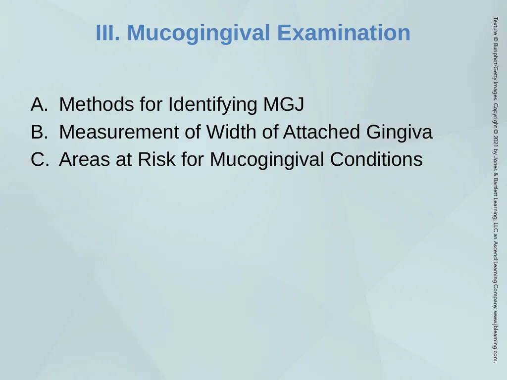 Chapter 20 Periodontal Examination Learning - slide 34 of 49