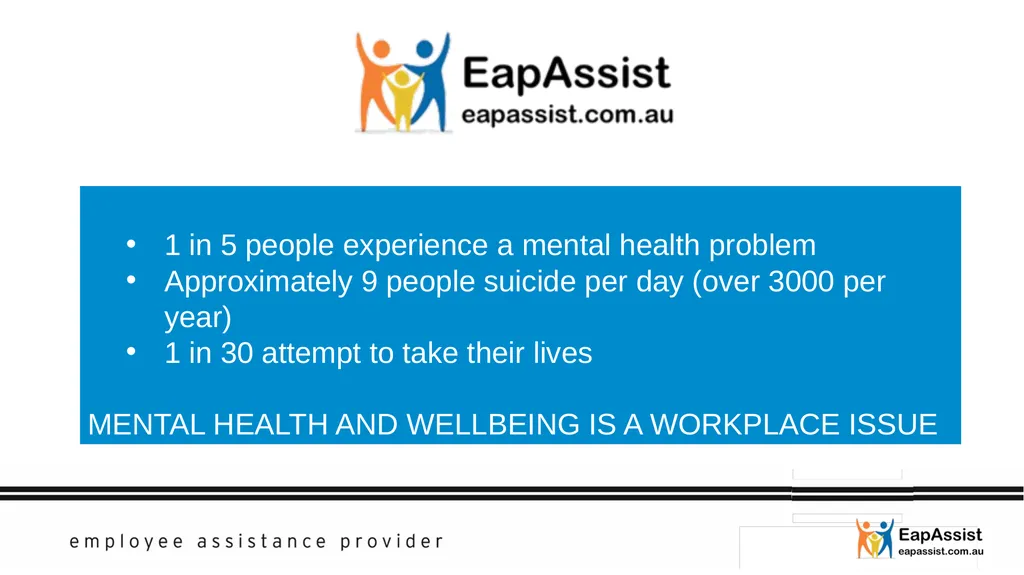 MENTAL HEALTH FIRST AID 1 in 5 people experience a - slide 2 of 49