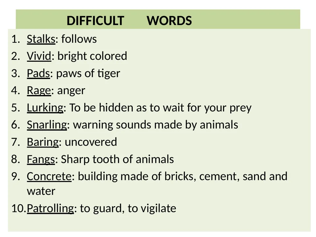 CLASS X FIRST FLIGHT A TIGER IN THE ZOO BY: - slide 5 of 11
