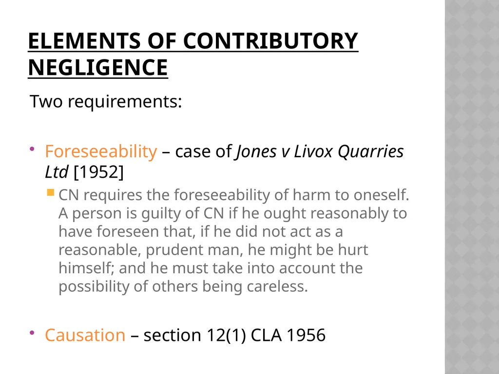Contributory Negligence Dr. Sonny Zulhuda Outline - slide 7 of 15