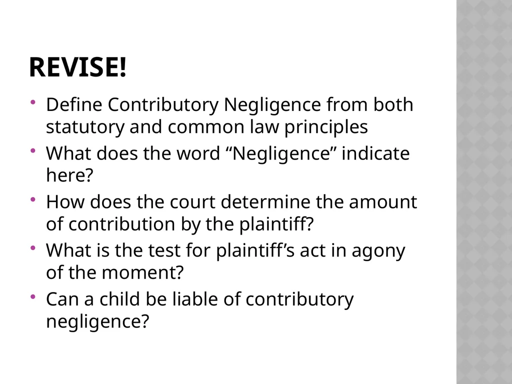 Contributory Negligence Dr. Sonny Zulhuda Outline - slide 15 of 15