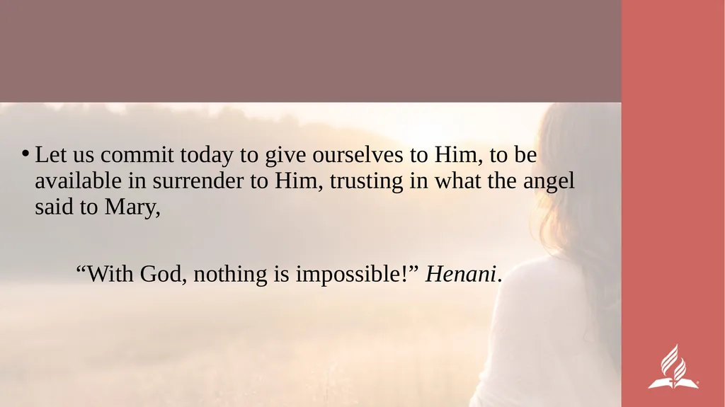 WOMEN’S MINISTRIES EMPHASIS DAY Henani, Here Am I! - slide 42 of 42