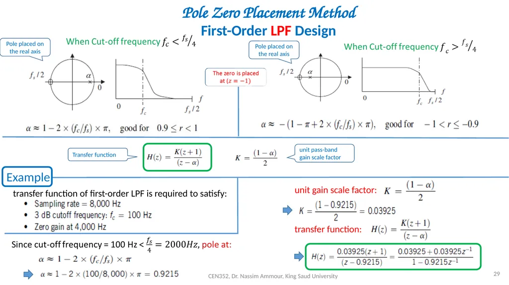 Chapter 7 Digital Filter Design CEN352, Dr. Nassim - slide 29 of 37