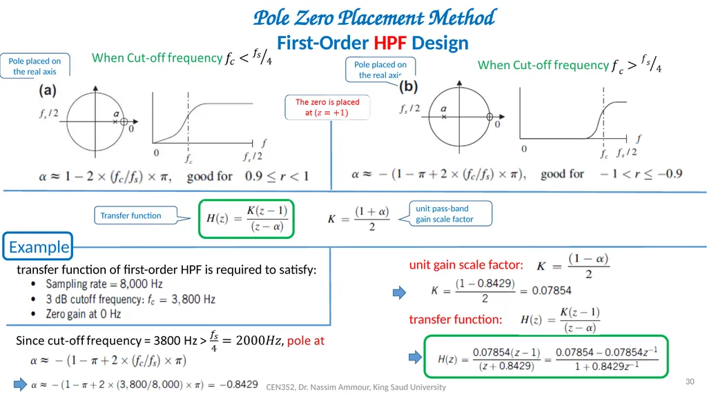 Chapter 7 Digital Filter Design CEN352, Dr. Nassim - slide 30 of 37