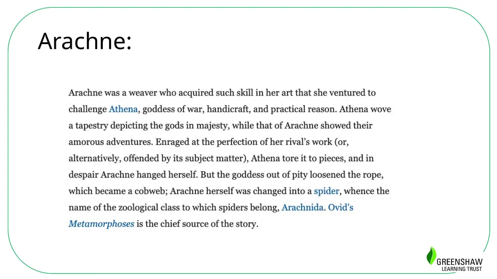 Arachne character analysis Who is Arachne? Lesson - slide 3 of 5