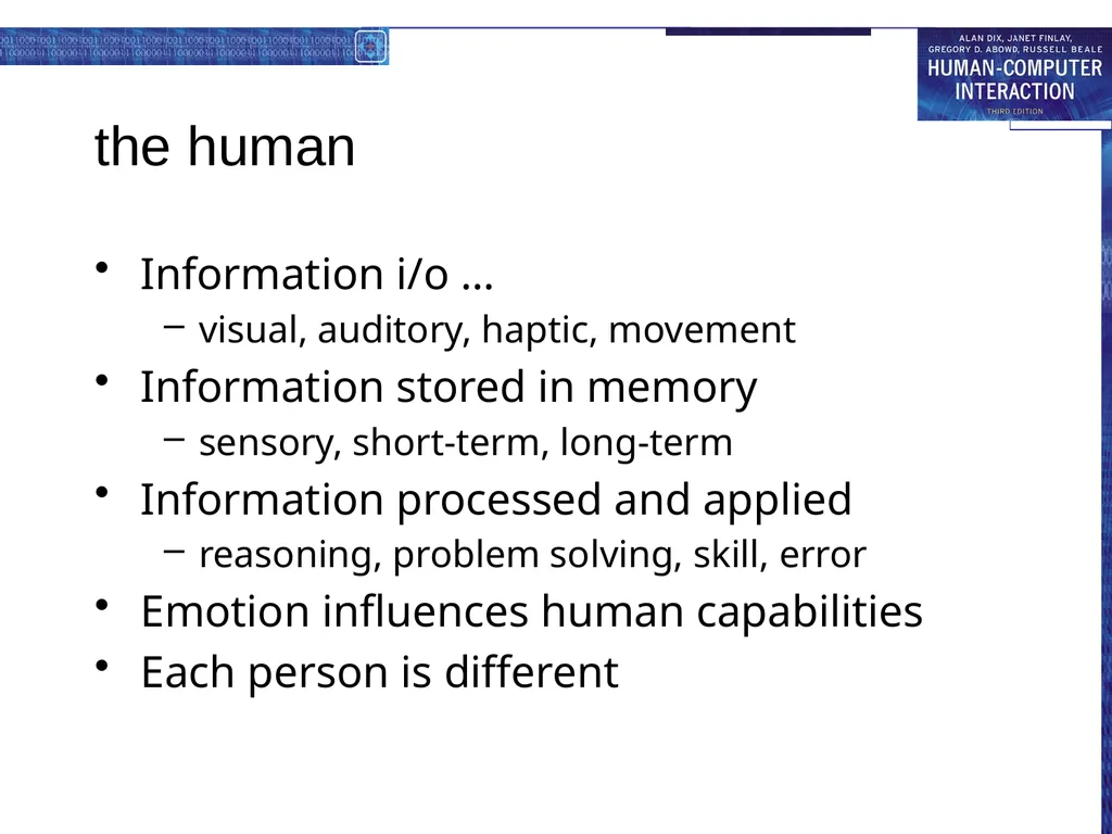 chapter 1 the human the human Information i/o … - slide 2 of 42