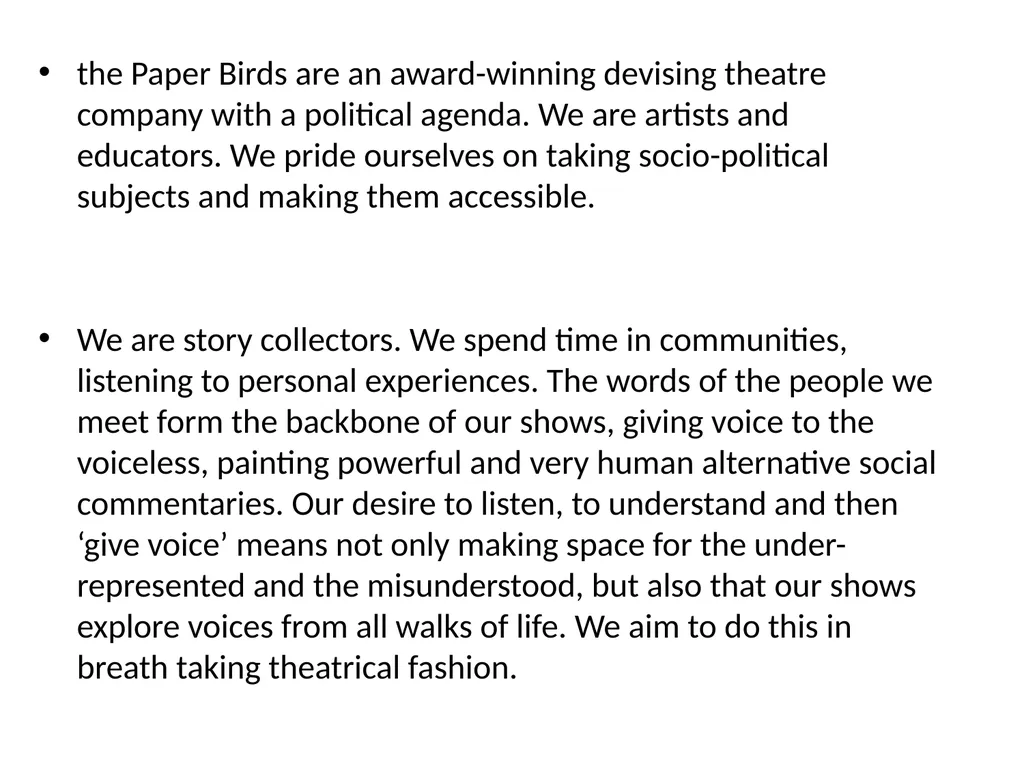 Learning Aim: to understand The Paper Bird’s - slide 2 of 8