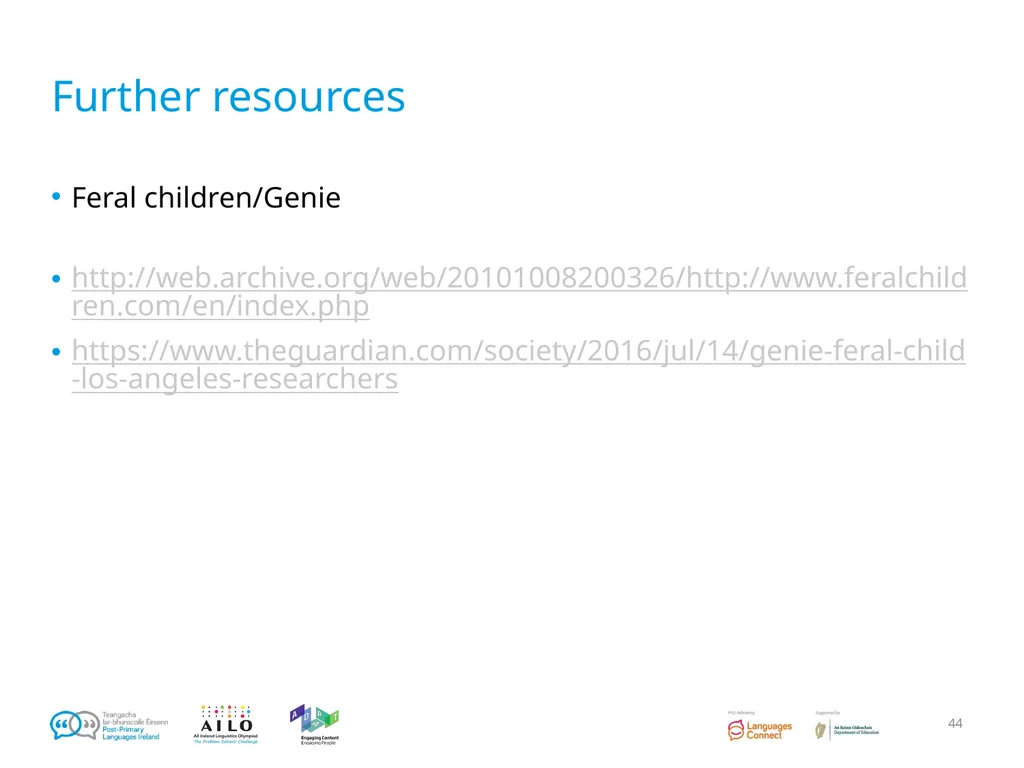 Introduction to Language Acquisition Linguistics - slide 44 of 46