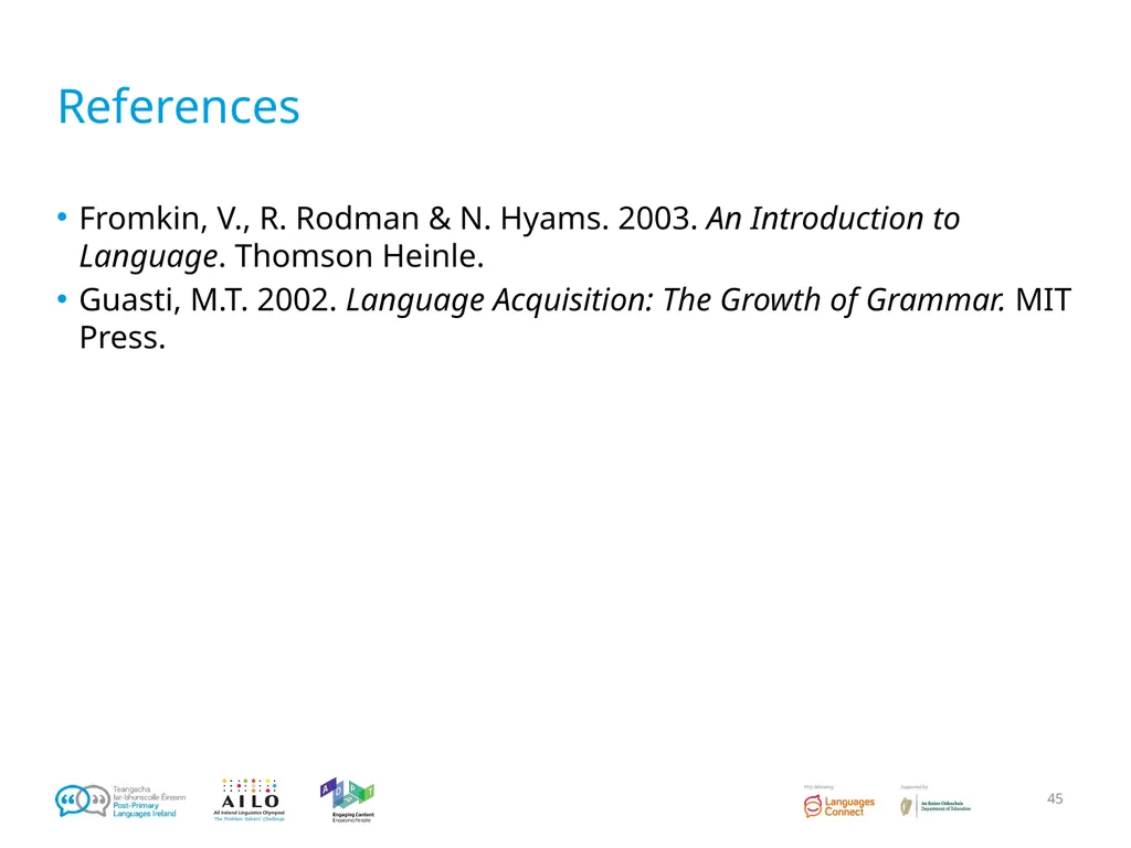 Introduction to Language Acquisition Linguistics - slide 45 of 46