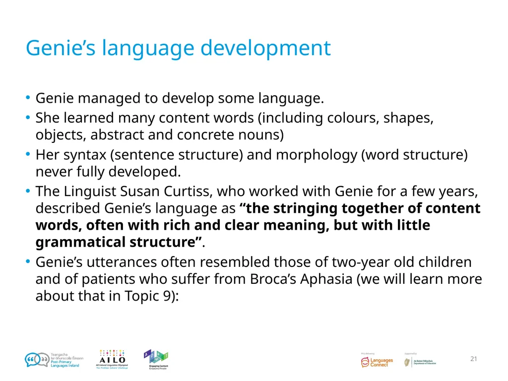 Introduction to Language Acquisition Linguistics - slide 21 of 46