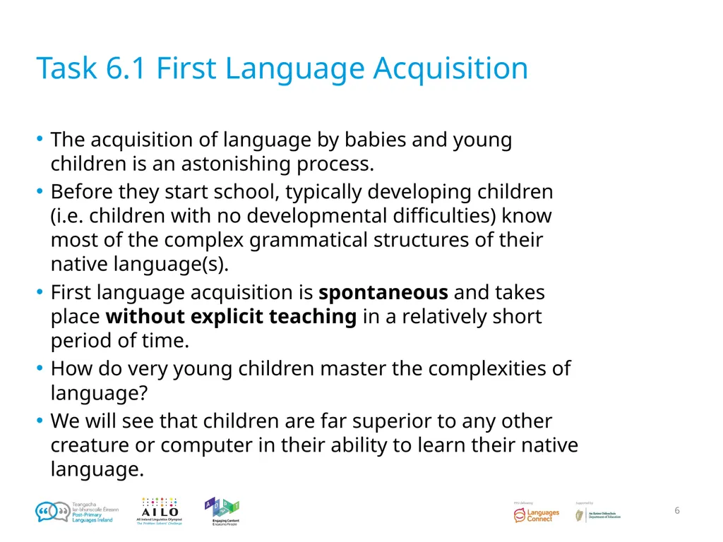 Introduction to Language Acquisition Linguistics - slide 6 of 46