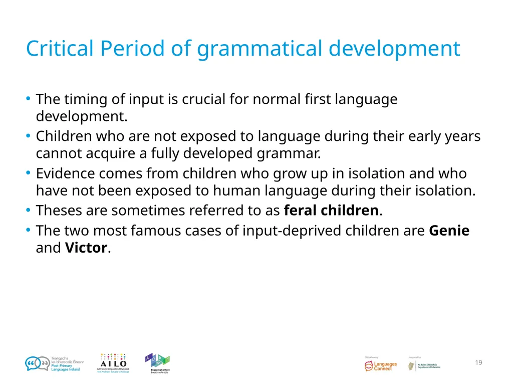 Introduction to Language Acquisition Linguistics - slide 19 of 46