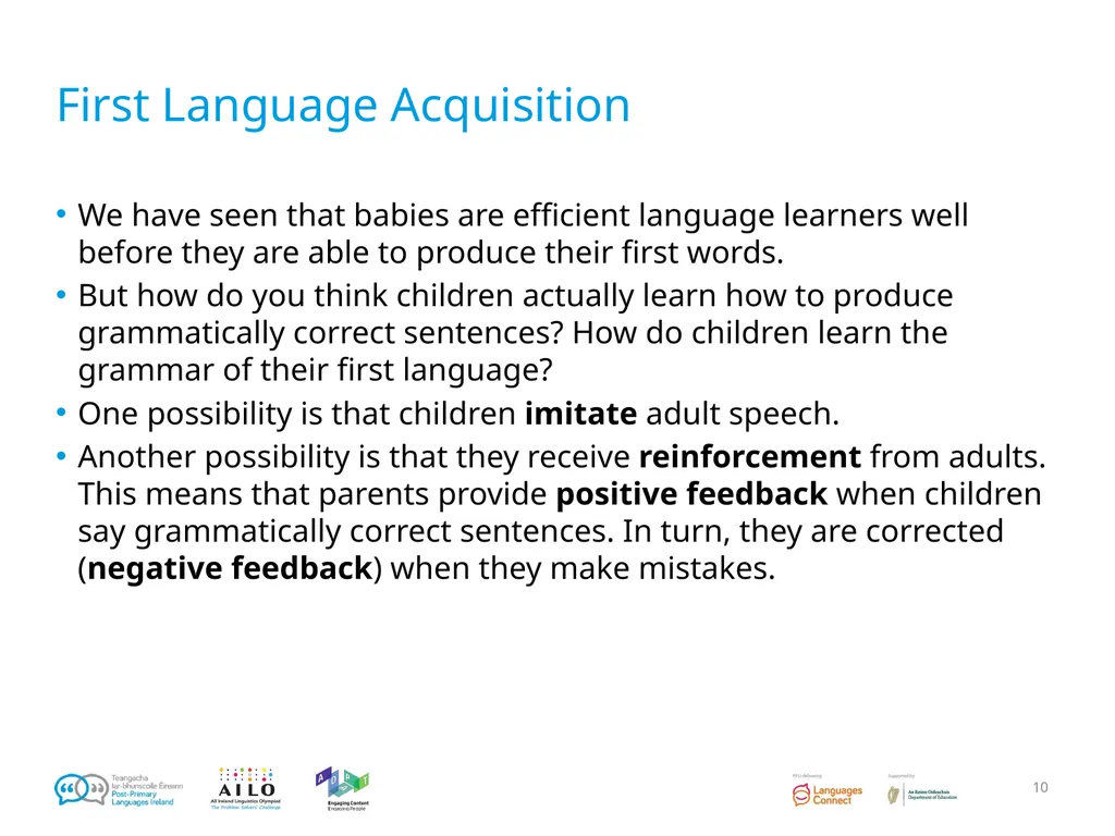 Introduction to Language Acquisition Linguistics - slide 10 of 46
