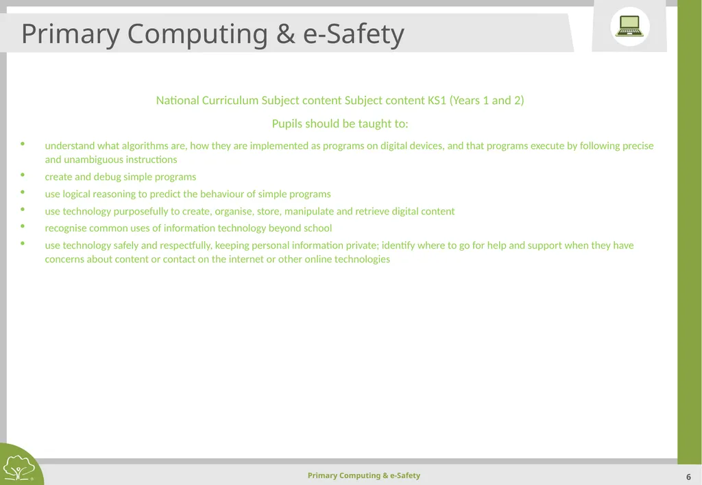 Primary Computing & e-Safety Primary Computing & - slide 6 of 56