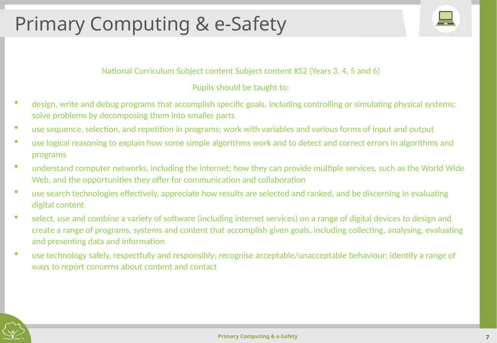 Primary Computing & e-Safety Primary Computing & - slide 7 of 56
