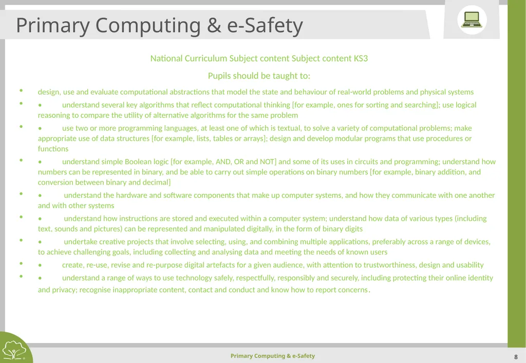 Primary Computing & e-Safety Primary Computing & - slide 8 of 56