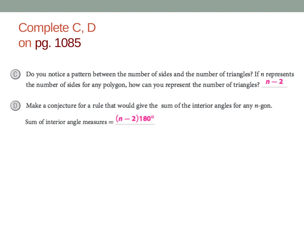 Objective: Explore Interior Angles of Polygons - slide 21 of 37