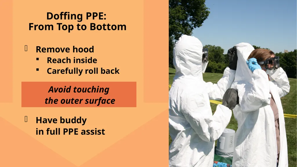 Personal Protective Equipment Doffing PPE Just in - slide 8 of 16