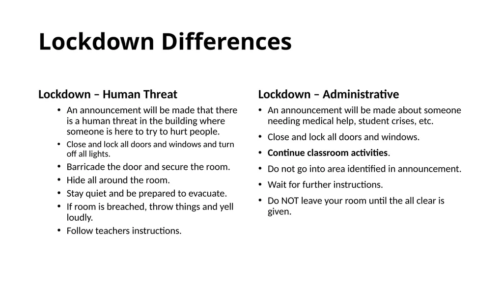 A Lockdown drill Shelter in Place Three general - slide 10 of 12