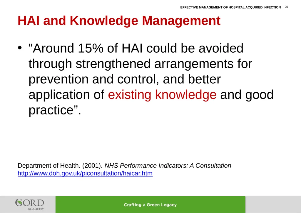 LEARNING LESSONS FROM IMPROVEMENT OF MANAGEMENT OF - slide 20 of 32