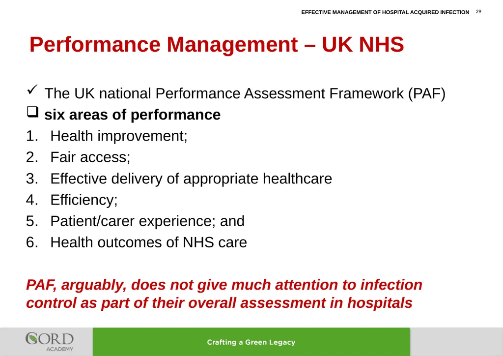 LEARNING LESSONS FROM IMPROVEMENT OF MANAGEMENT OF - slide 29 of 32