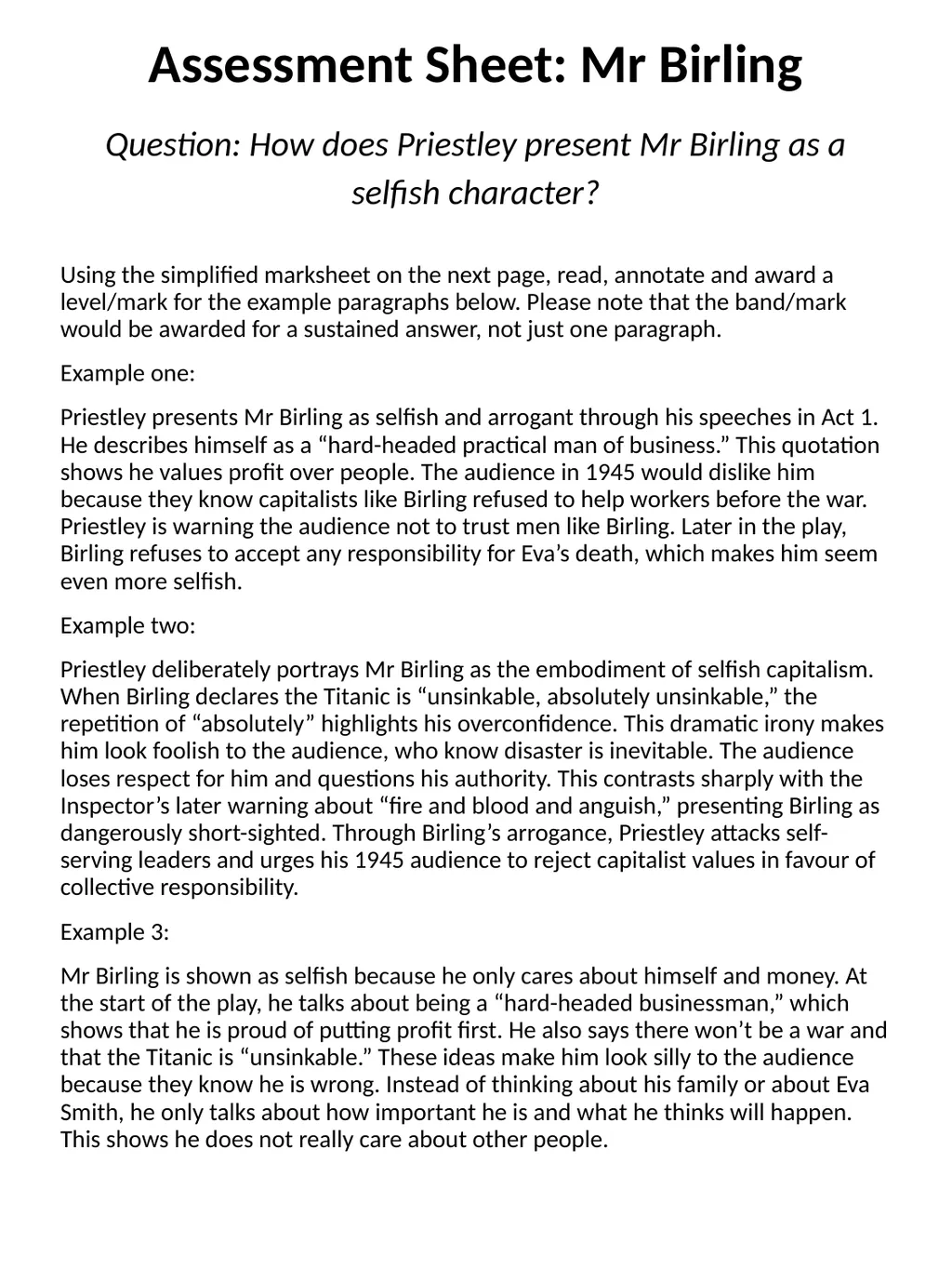 Revision Pack: Literature Paper Two An Inspector - slide 11 of 72