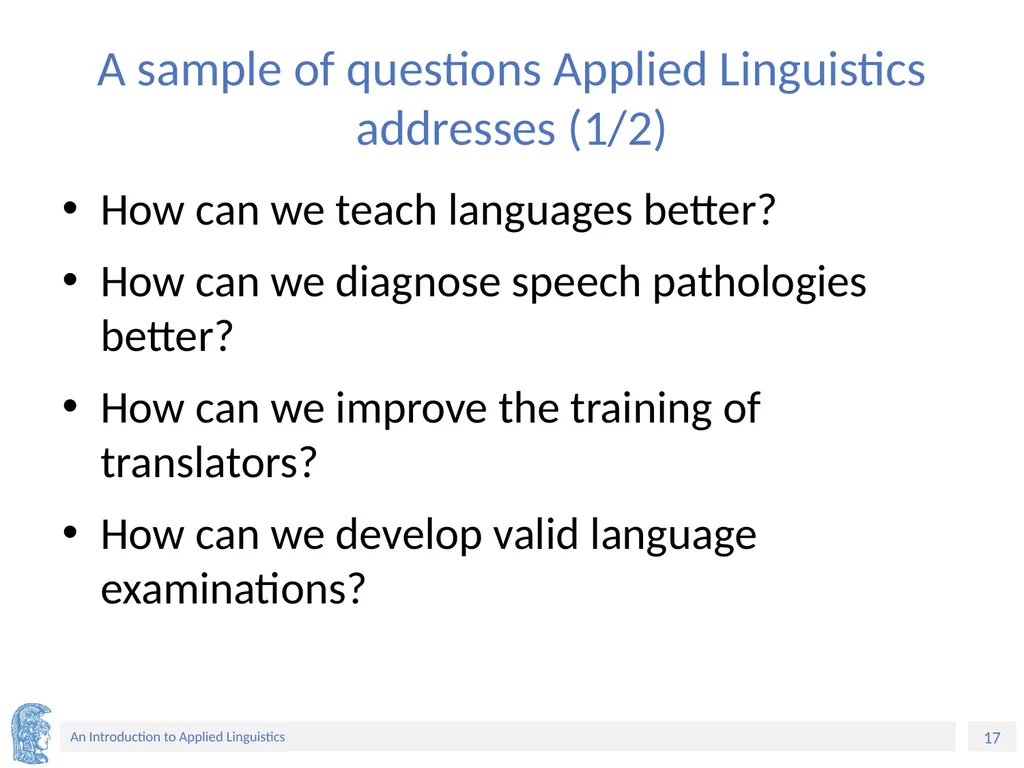 Applied Linguistics to Foreign Language Teaching - slide 17 of 39