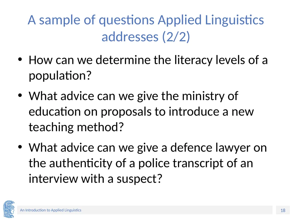 Applied Linguistics to Foreign Language Teaching - slide 18 of 39