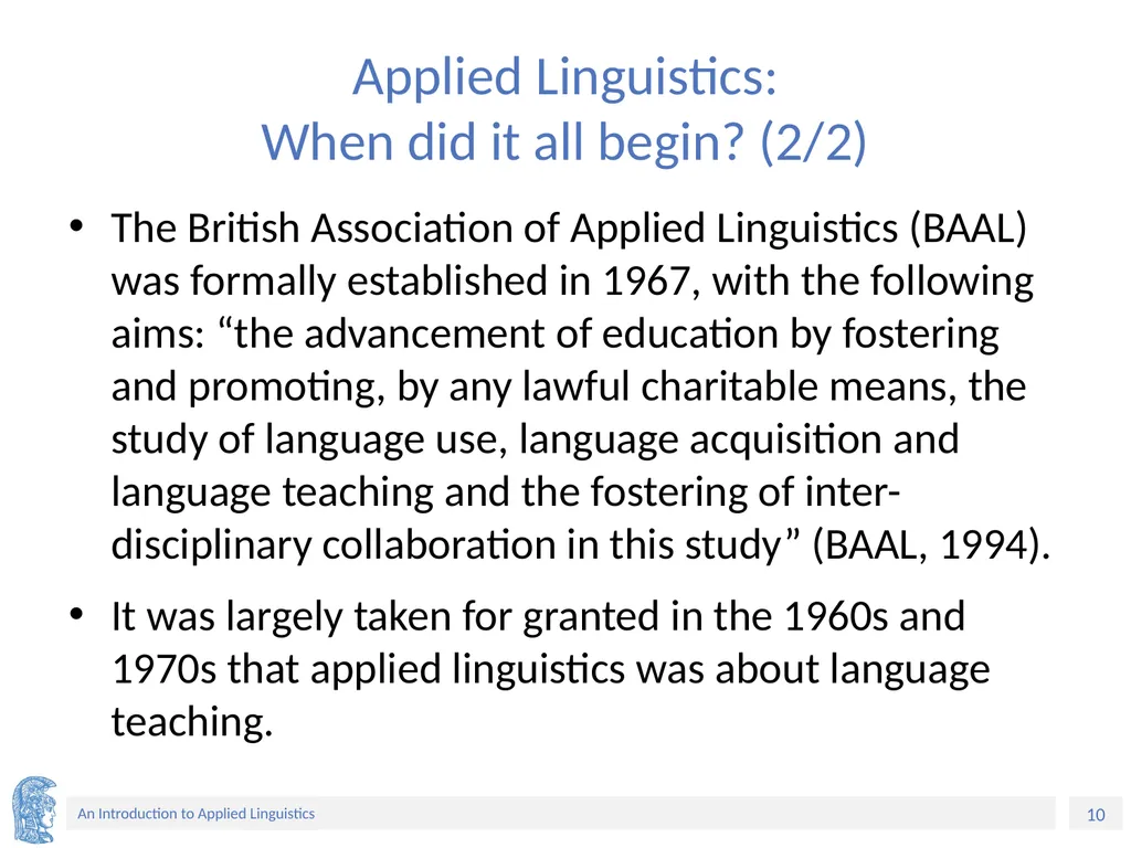 Applied Linguistics to Foreign Language Teaching - slide 10 of 39