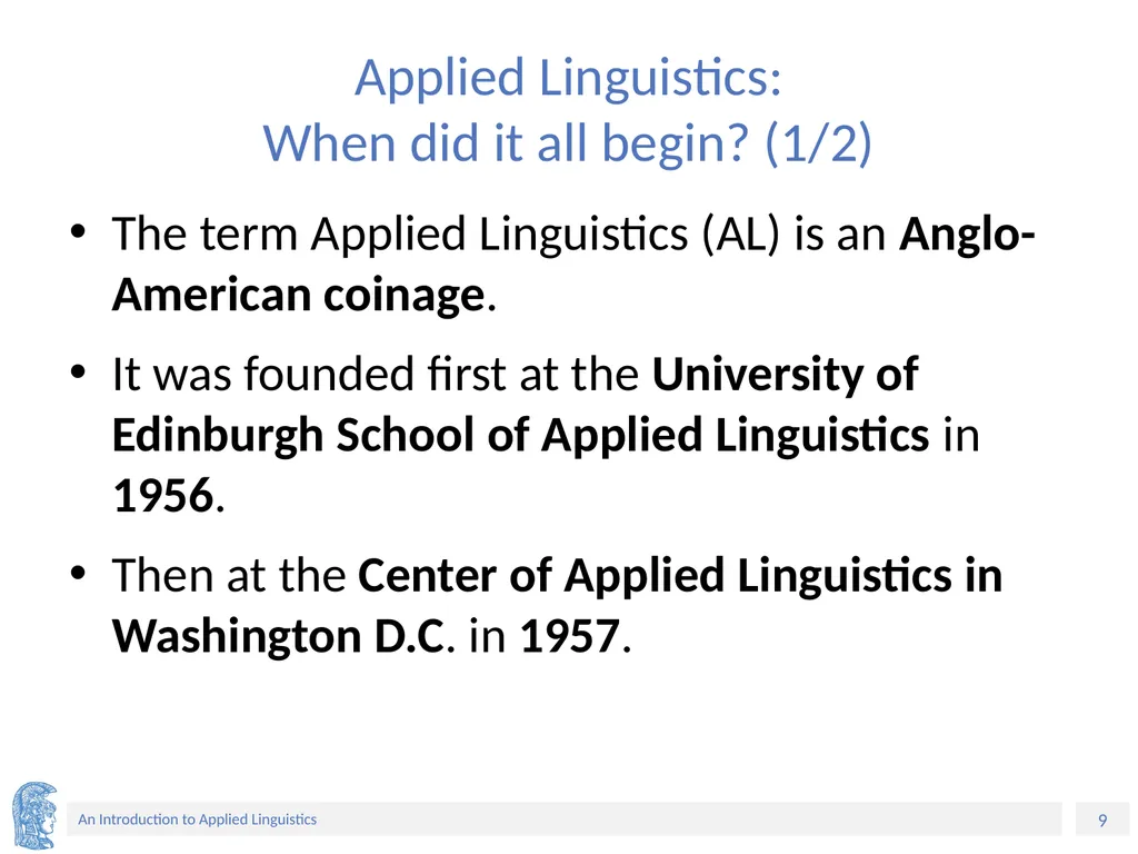 Applied Linguistics to Foreign Language Teaching - slide 9 of 39
