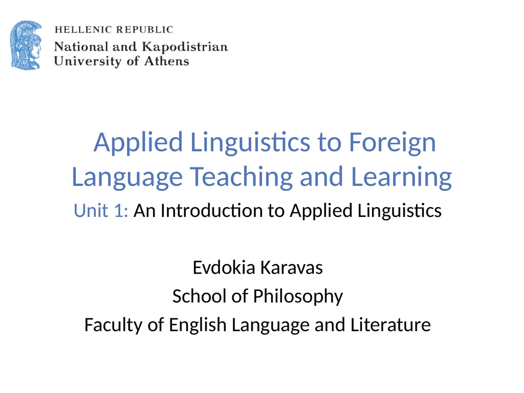 Applied Linguistics to Foreign Language Teaching - slide 1 of 39