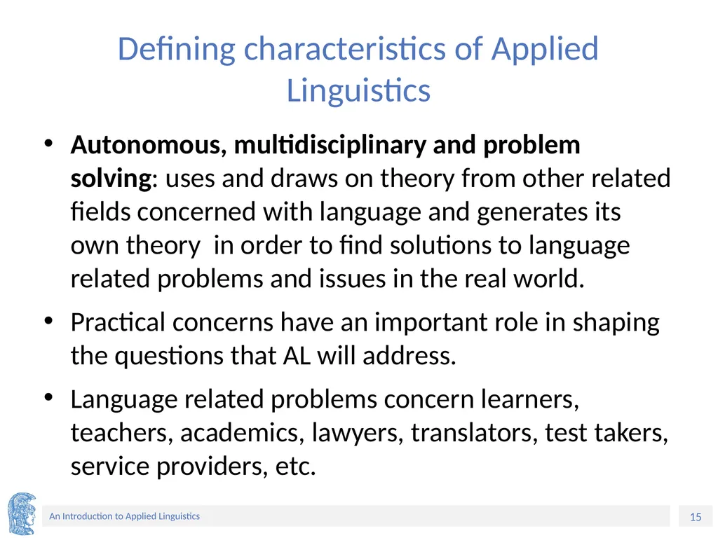 Applied Linguistics to Foreign Language Teaching - slide 15 of 39