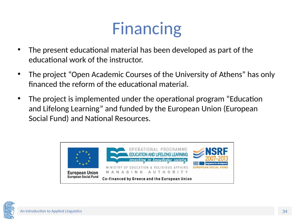 Applied Linguistics to Foreign Language Teaching - slide 34 of 39