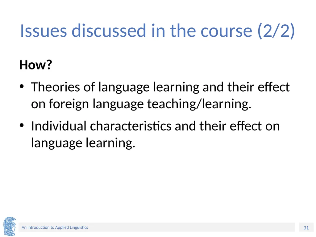 Applied Linguistics to Foreign Language Teaching - slide 31 of 39