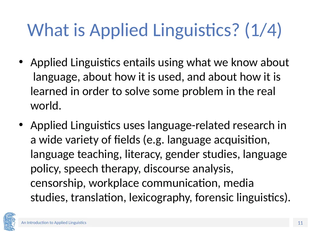 Applied Linguistics to Foreign Language Teaching - slide 11 of 39