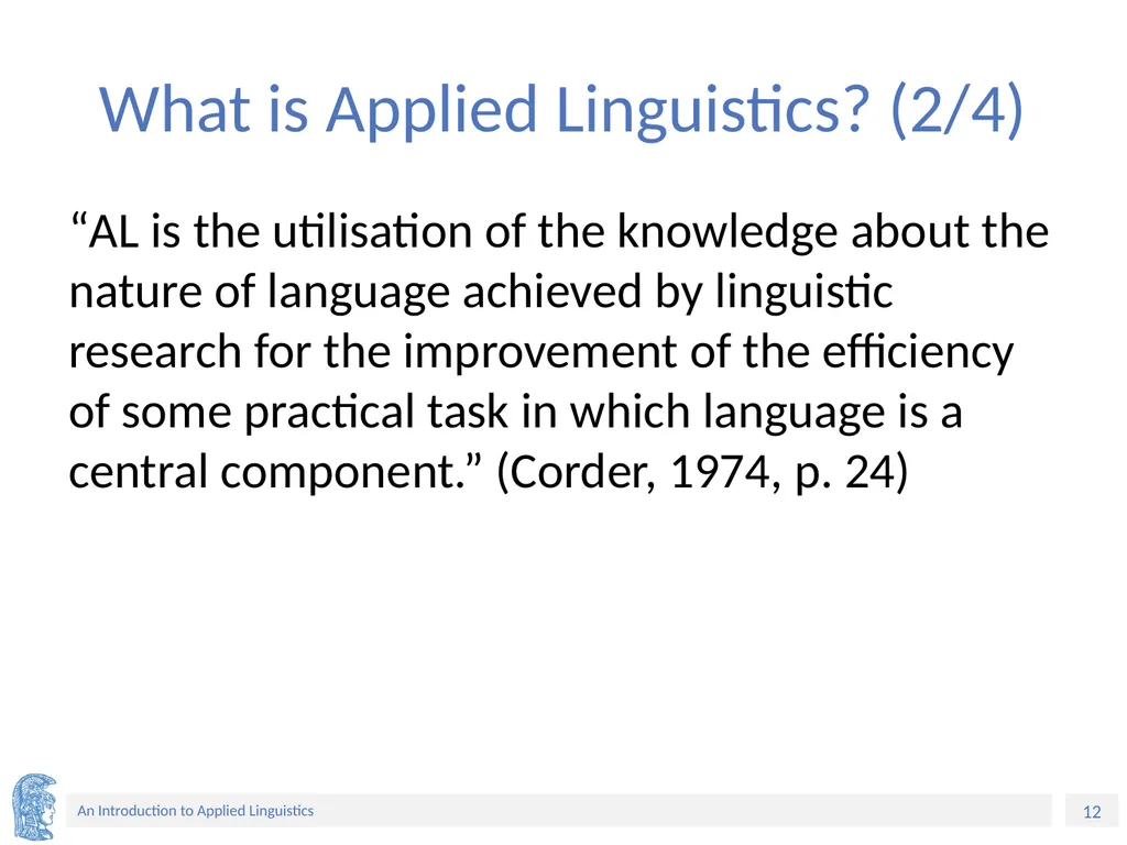 Applied Linguistics to Foreign Language Teaching - slide 12 of 39